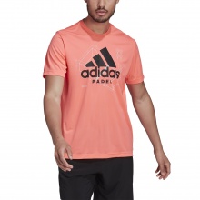 adidas Tennis-Tshirt Logo Padel-Print korallenrot Herren